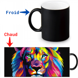 Mug thermoreactif lion coloré