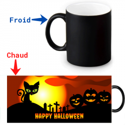 Mug thermoreactif  Halloween Chat citrouille
