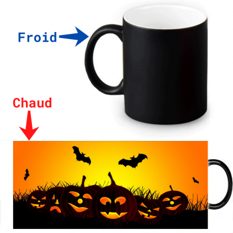 Mug thermoreactif  Halloween Chauve-souris citrouille